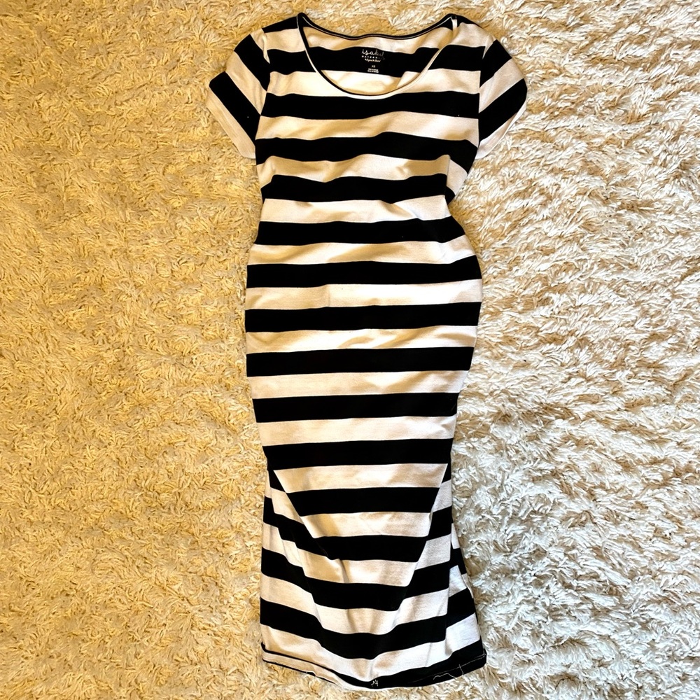 Isabel Maternity Striped Fitted Dress - XS